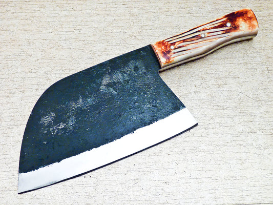 Handmade Forged Carbon Steel Kitchen Chef Cleaver Knife 12"