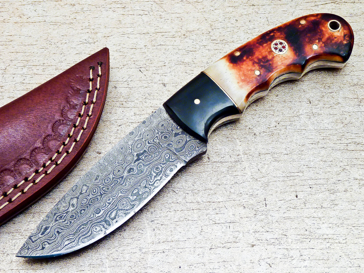 Damascus Steel Custom Handmade Hunting Knife 8" - TOPHATTER'S ARMORY DEALS