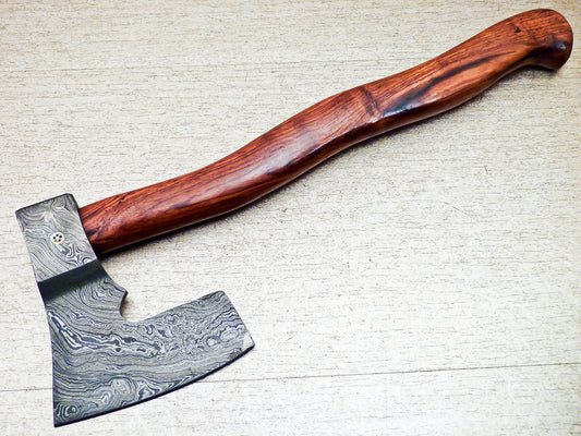 Damascus Steel Custom Handmade Viking Axe 17"