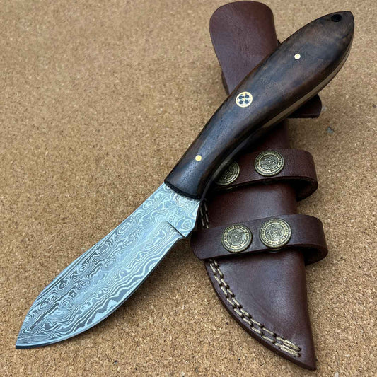 9.5" Damascus Steel Custom Handmade Skinning Hunting Knife