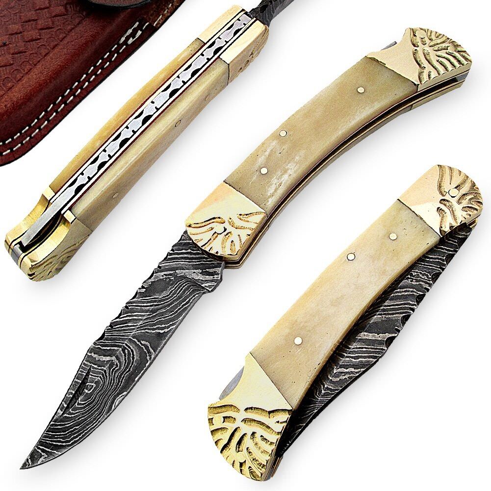 Damascus Desert Nomad Retractable Manual Folding Pocket Knife