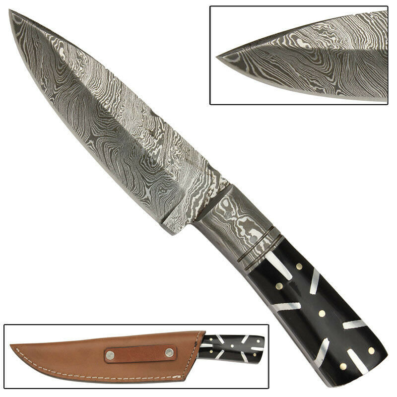 Outdoor Full Tang Hand Forged Damascus Steel Full Tang Tribal Hunting Knife