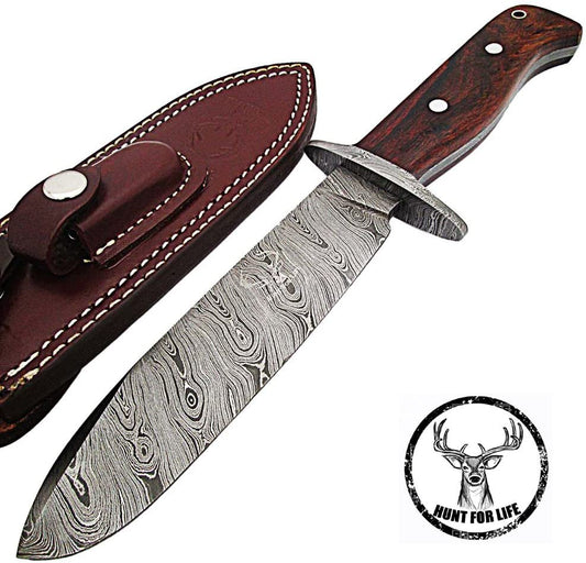Arrowwood Damascus Steel Full Tang Fixed Blade Hunting Knife