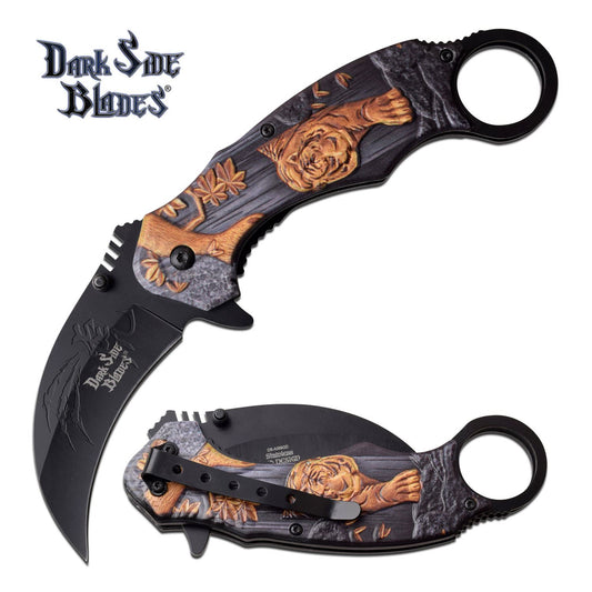 8" Golden Tiger Karambit Assisted Opening Folding Knife