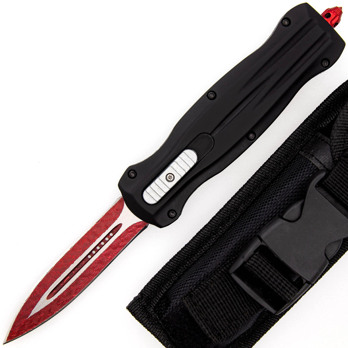 9.25" Nightmare Damascus Steel Dual Action Automatic OTF Pocket Knife - TOPHATTER'S ARMORY DEALS