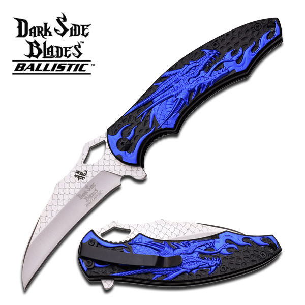 4.5" Blue Dragon Camping Hunting Spring Assited Pocket Knife - TOPHATTER'S ARMORY DEALS