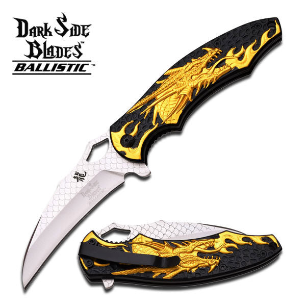 4.5" Gold Dragon Camping Hunting Spring Assited Pocket Knife - TOPHATTER'S ARMORY DEALS