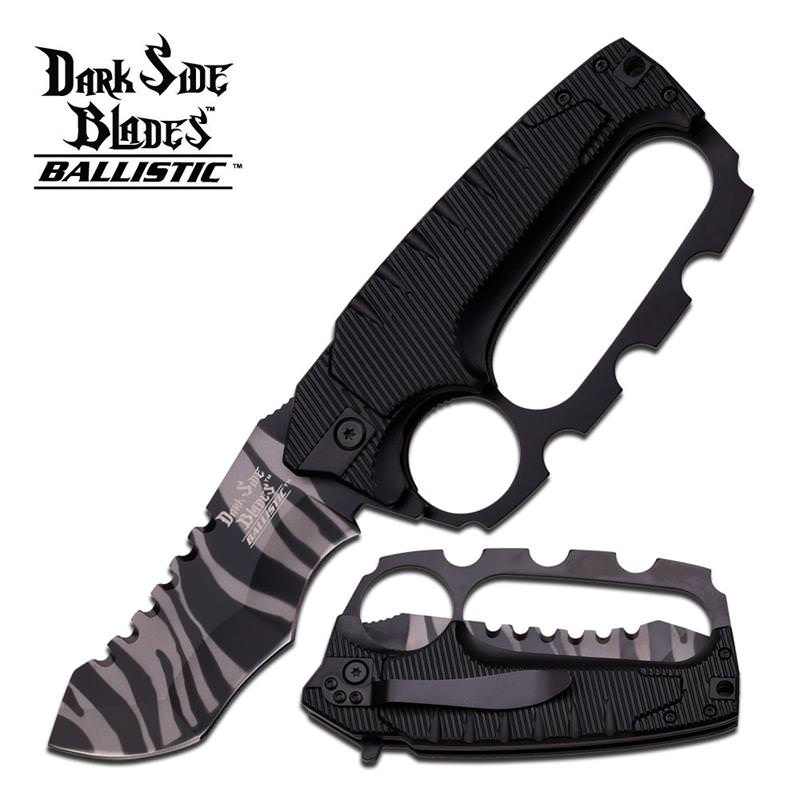 Dark Side Blades 5.25 Inches Black Knuckle Handle Spring Assisted Knife  - TOPHATTER'S ARMORY DEALS