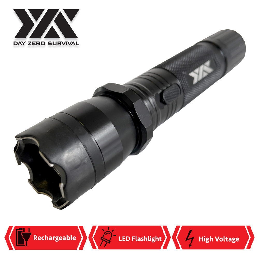 DZS Black Metal Stun Gun 10 Million Volt Rechargeable with Flashlight