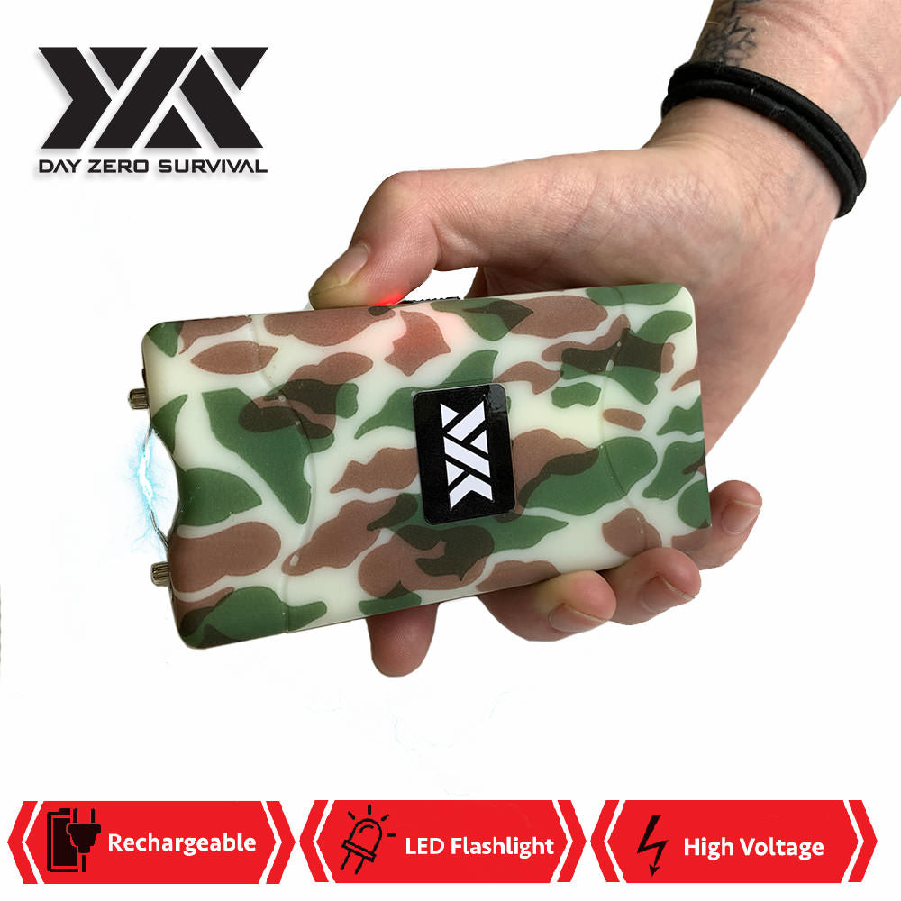 DZS 10 Million Volt Self Defense Army Camo Stun Gun Rechargeable - TOPHATTER'S ARMORY DEALS
