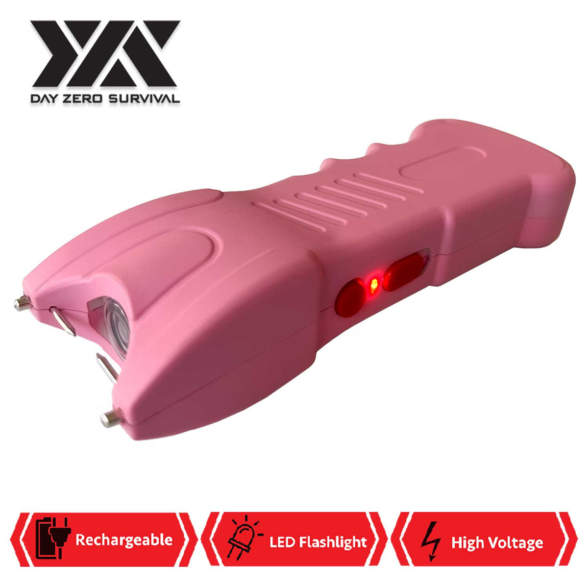 25 Million Volts Stun Gun Rechargeable with LED Flashlight Pink - TOPHATTER'S ARMORY DEALS