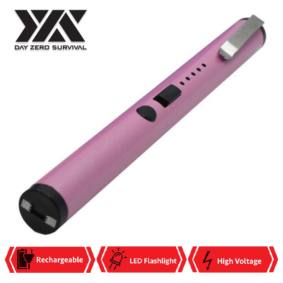 DZS Small Pen Sized 6 Inches Rechargeable Stun Gun Pink - TOPHATTER'S ARMORY DEALS