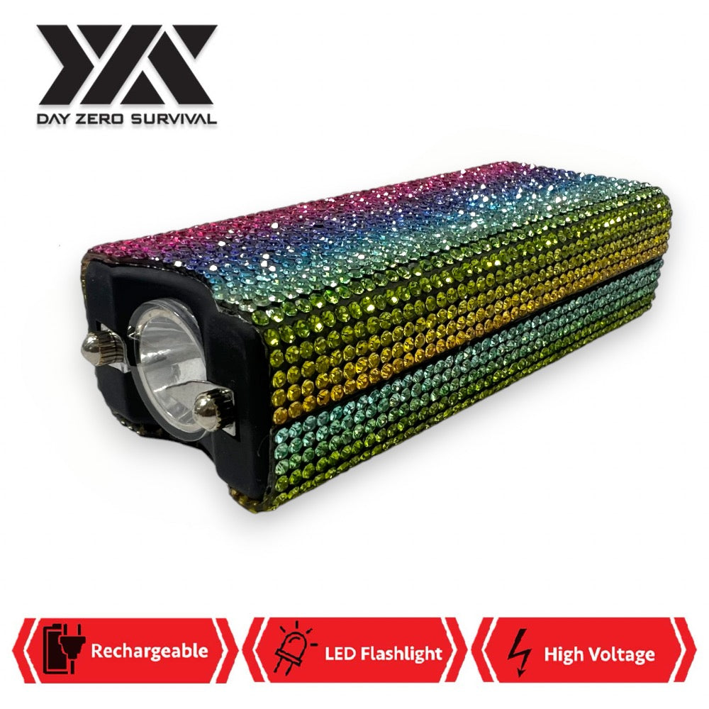 Pastel Columns Rhinestone DZS Rechargeable Self Defense Mini Bling Stun Gun - TOPHATTER'S ARMORY DEALS