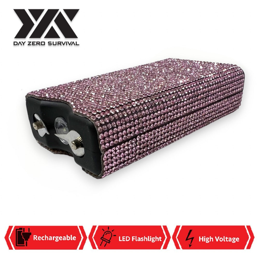 Pink Rhinestone DZS 10 Million Volt Self Defense Bling Stun Gun - TOPHATTER'S ARMORY DEALS