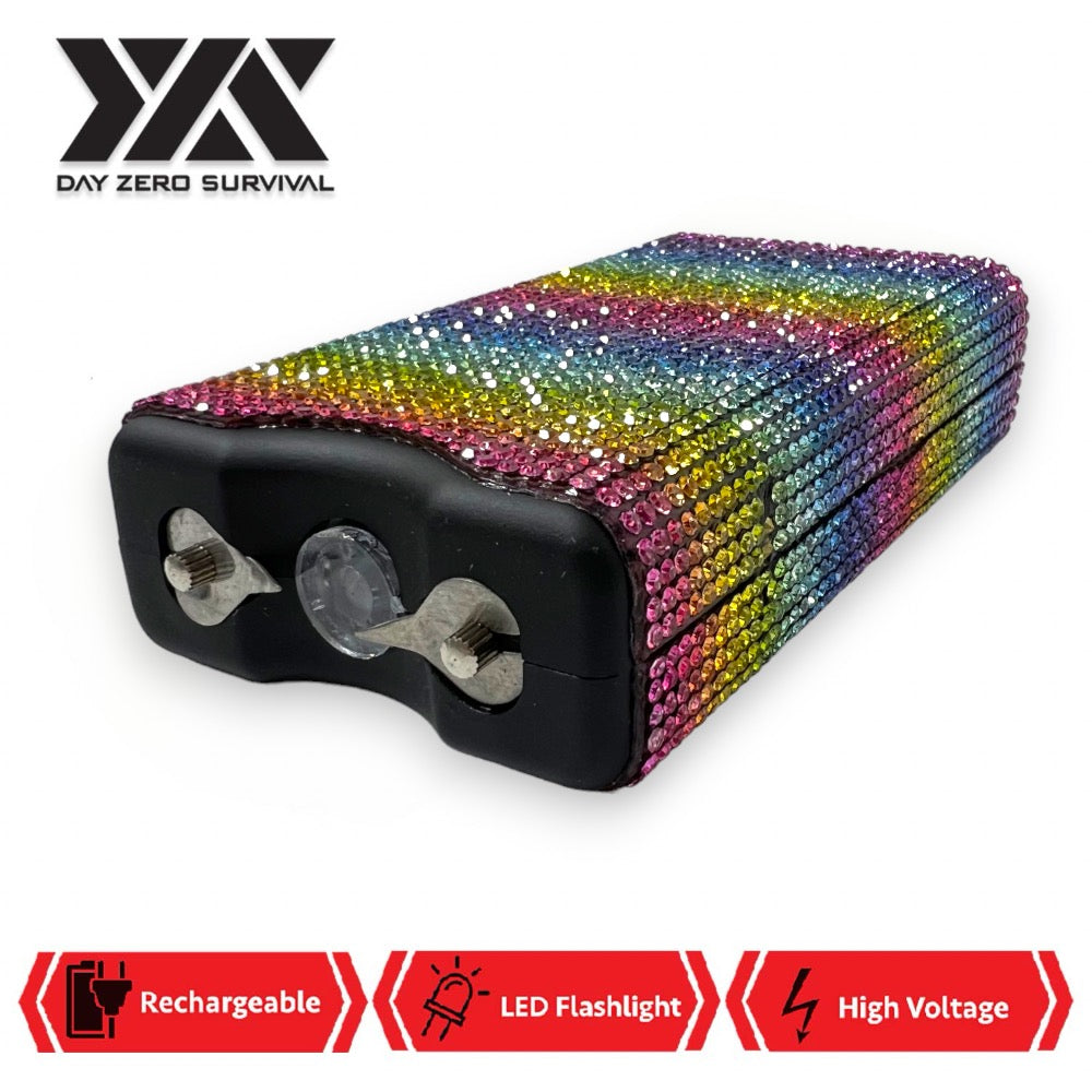Rainbow Stripes DZS 10 Million Volt Self Defense Bling Stun Gun - TOPHATTER'S ARMORY DEALS