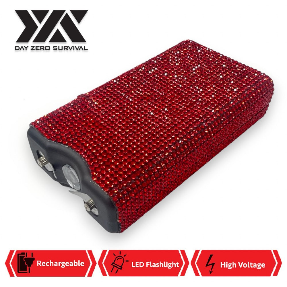 Red Rhinestone DZS 10 Million Volt Self Defense Bling Stun Gun - TOPHATTER'S ARMORY DEALS