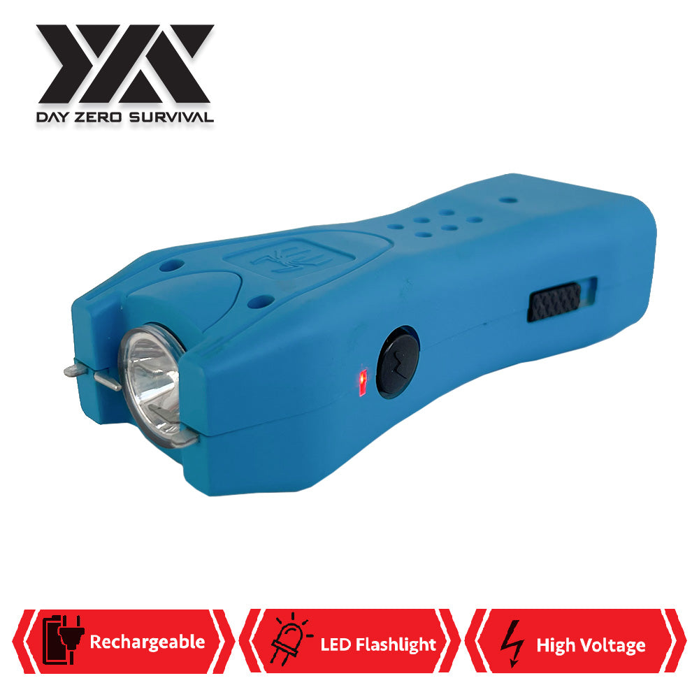 DZS Blue Slim Mini Rechargeable Stun Gun with LED Light - TOPHATTER'S ARMORY DEALS