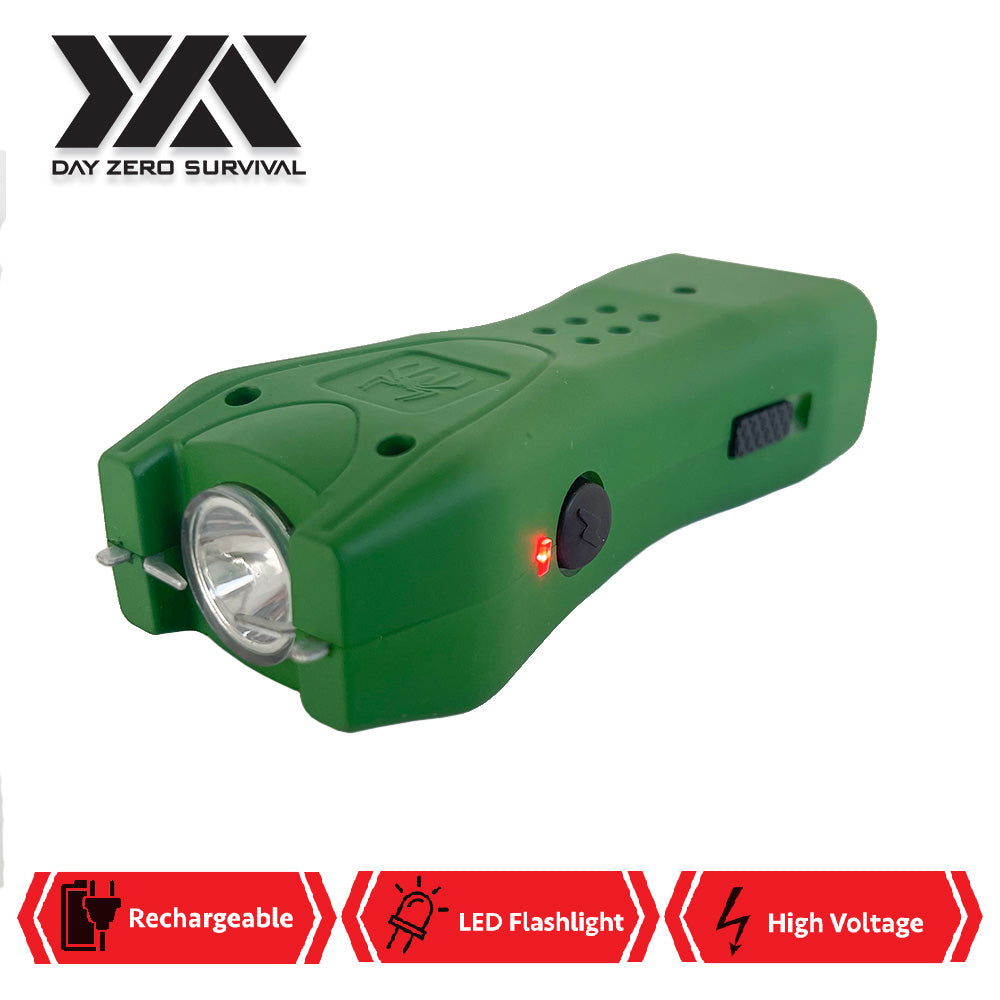 DZS Green Slim Mini Rechargeable Stun Gun with LED Light - TOPHATTER'S ARMORY DEALS