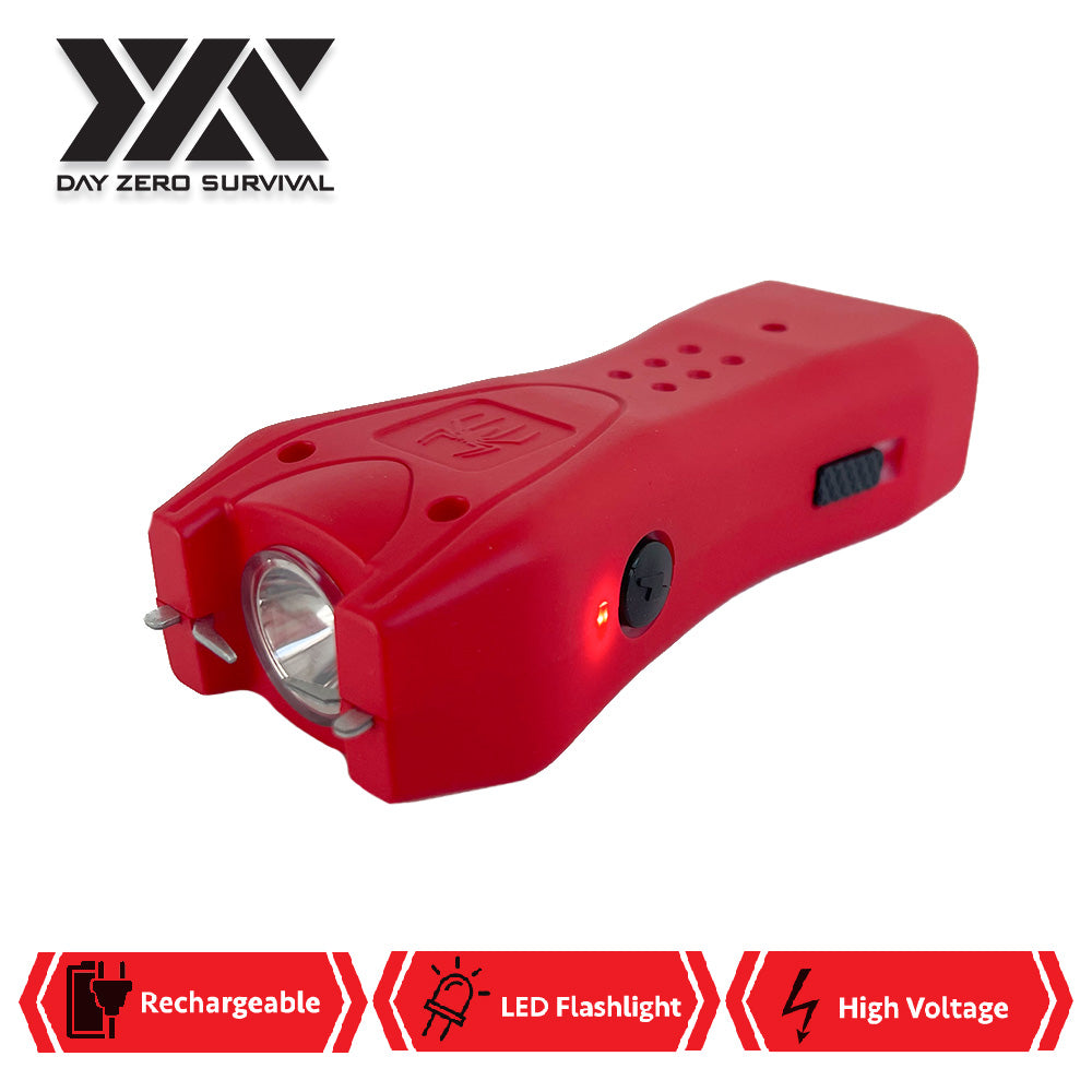 DZS Red Slim Mini Rechargeable Stun Gun with LED Light - TOPHATTER'S ARMORY DEALS