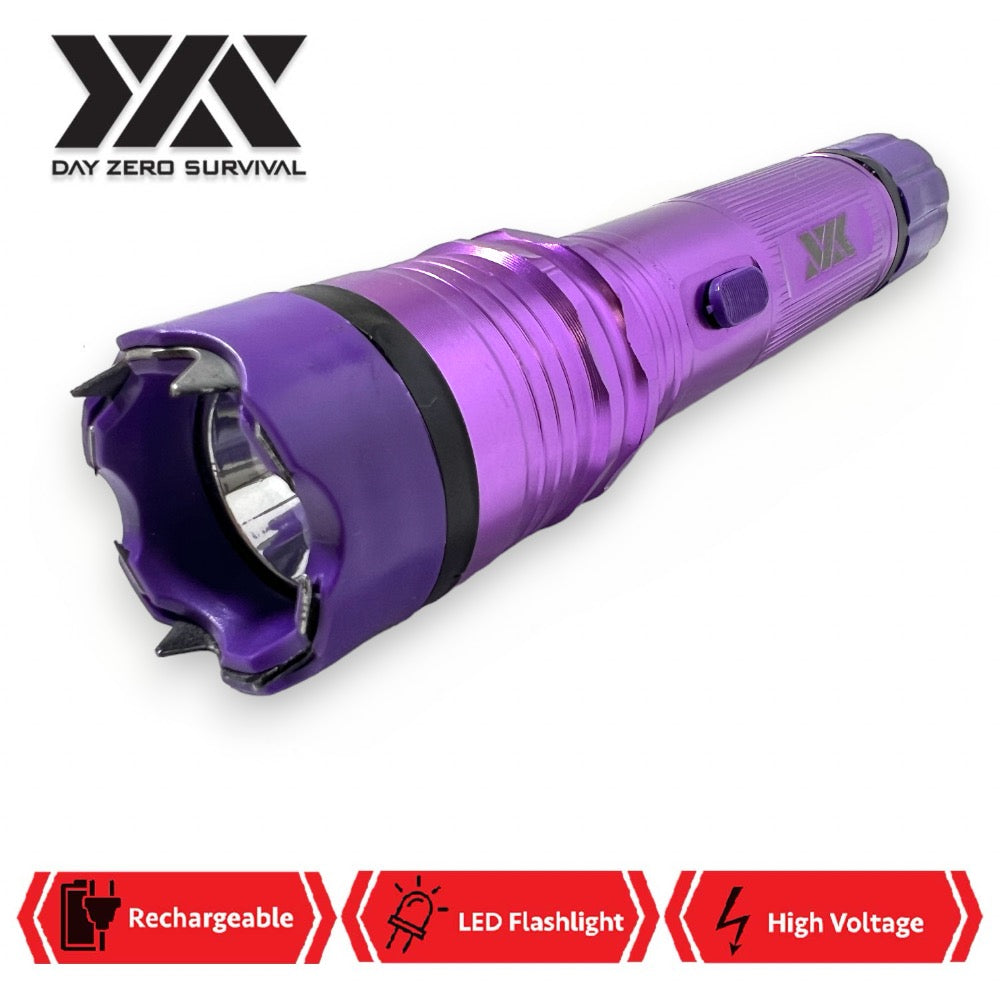 DZS Elite Force Stun Gun All Metal 10 Million Volt Rechargeable + LED Flashlight - Purple - TOPHATTER'S ARMORY DEALS