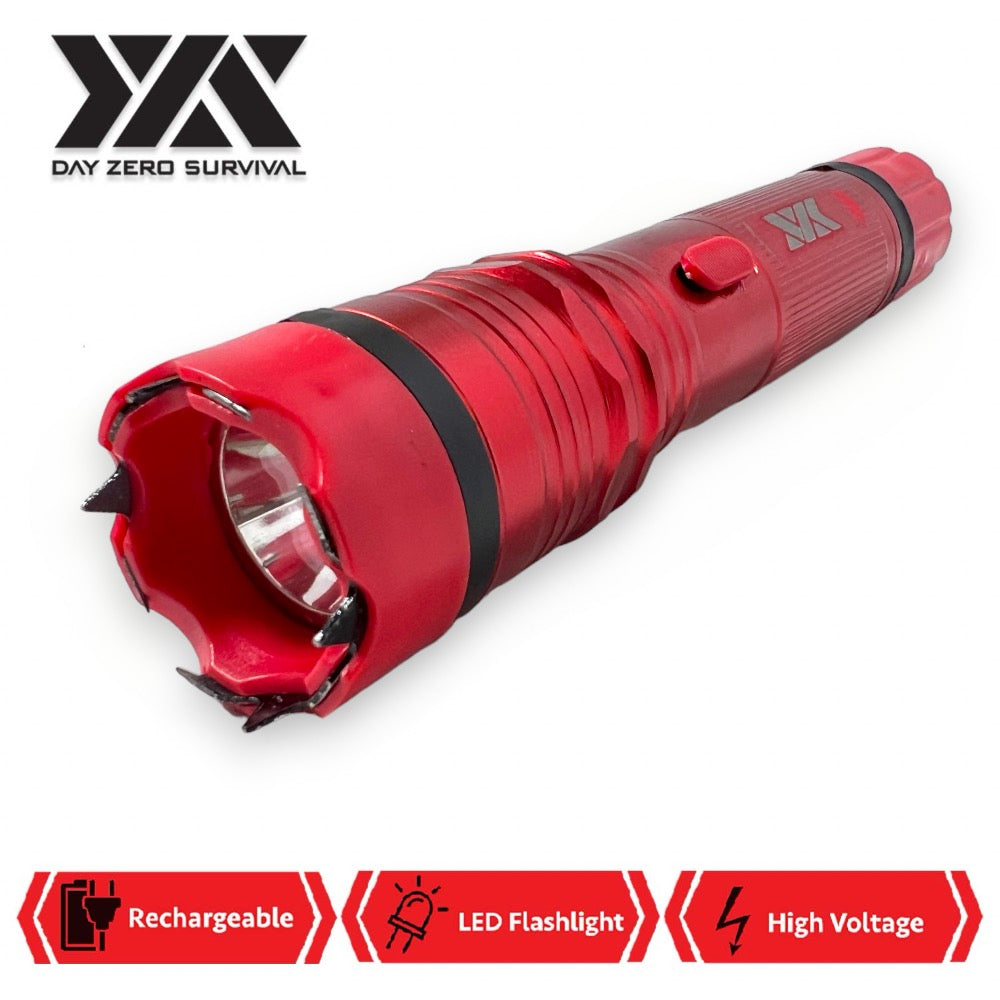 DZS Elite Force Stun Gun All Metal 10 Million Volt Rechargeable + LED Flashlight - Red - TOPHATTER'S ARMORY DEALS