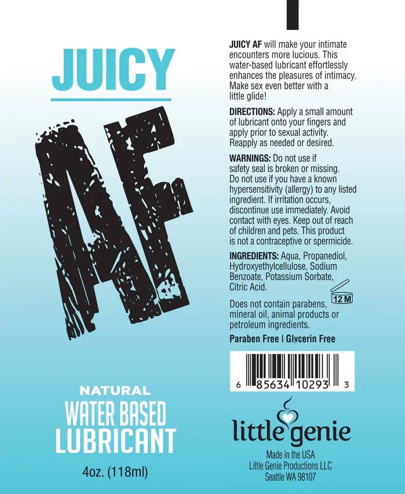 Juicy AF Natural Water-Based Lubricant – 2 Oz Lubricant