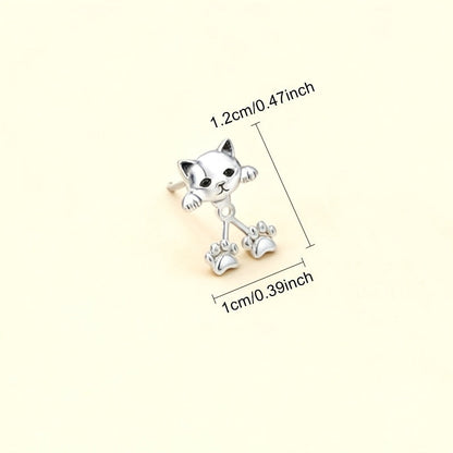 Cat Paw Ear Jacket Earrings - Kitten Front, Paws Below the Lobe