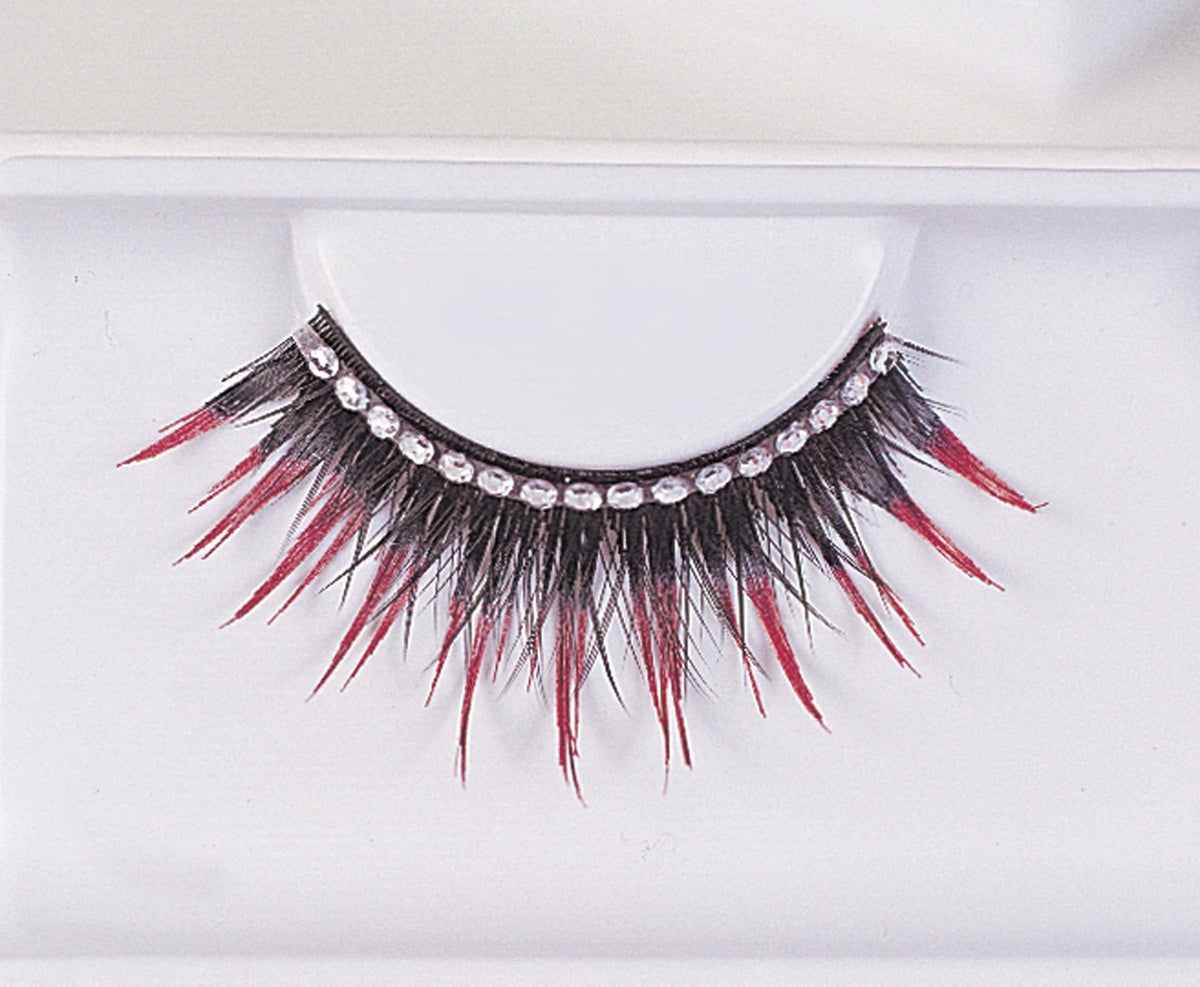 Eyelashes Black with Red Rhinestone