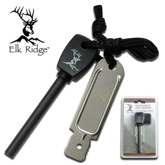 Outdoors Fire Starter - Includes Magnesium Flint with Orange Handle and Striker