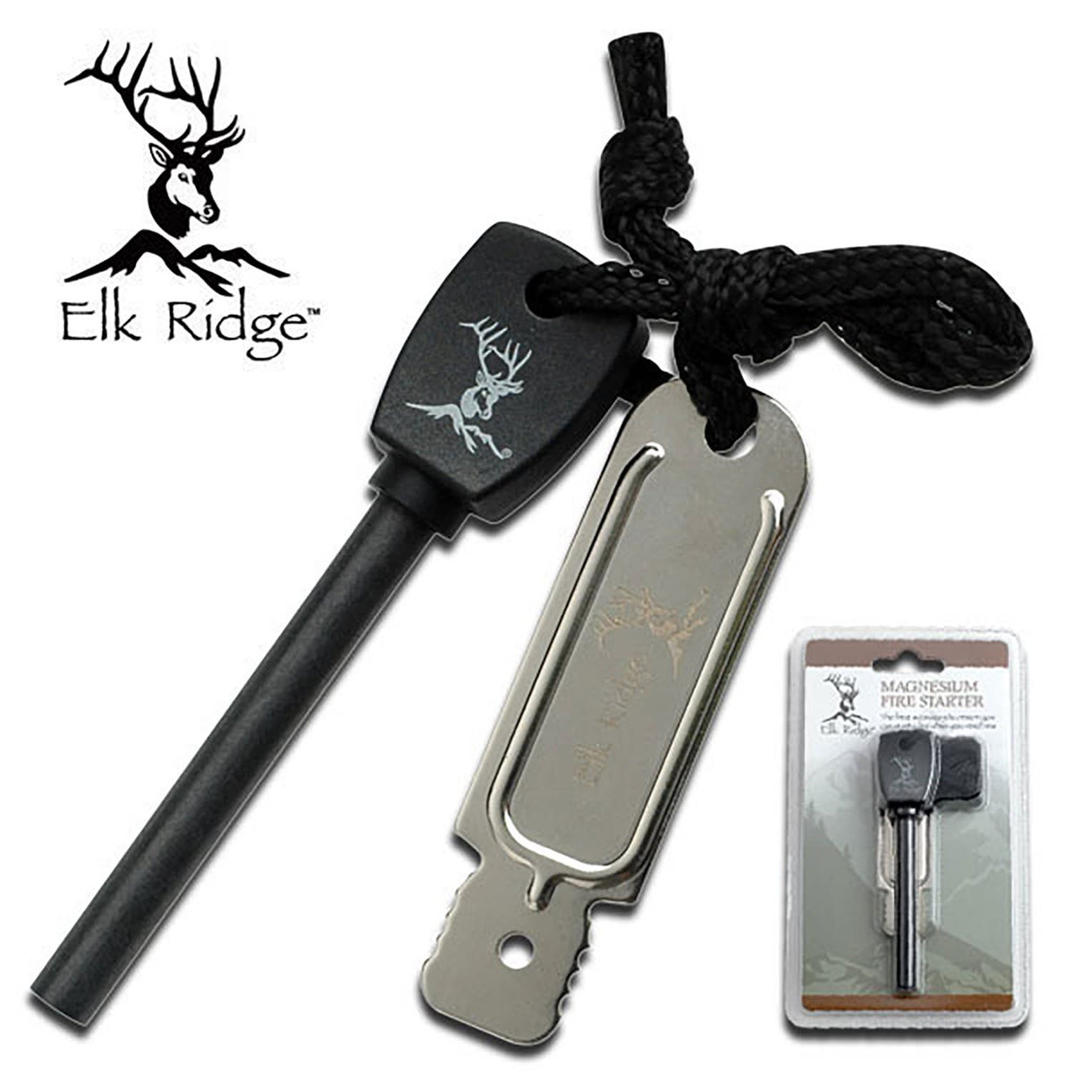 Outdoors Fire Starter - Includes Magnesium Flint with Orange Handle and Striker - TOPHATTER'S ARMORY DEALS