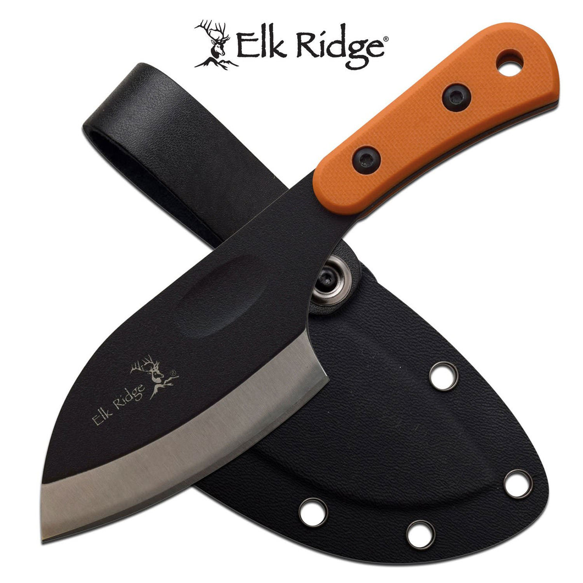 Cleaver Knife 5.6" Overall Elk Ridge Tactical Hunter Full Tang With Sheath - TOPHATTER'S ARMORY DEALS