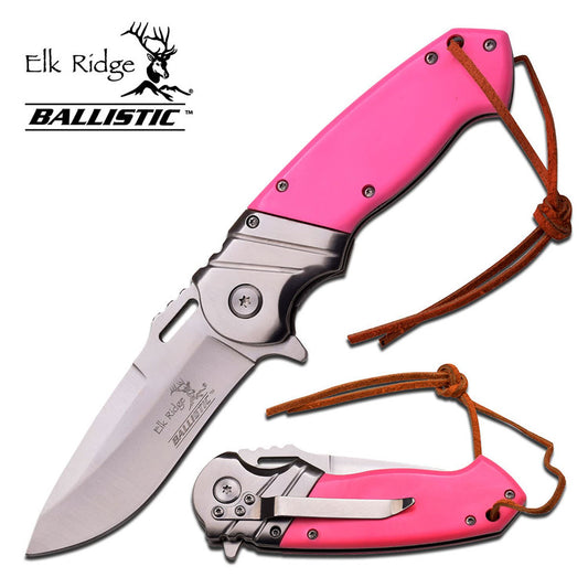 Elk Ridge Pink Women's Girl's Spring Assist Folding Pocket Knife