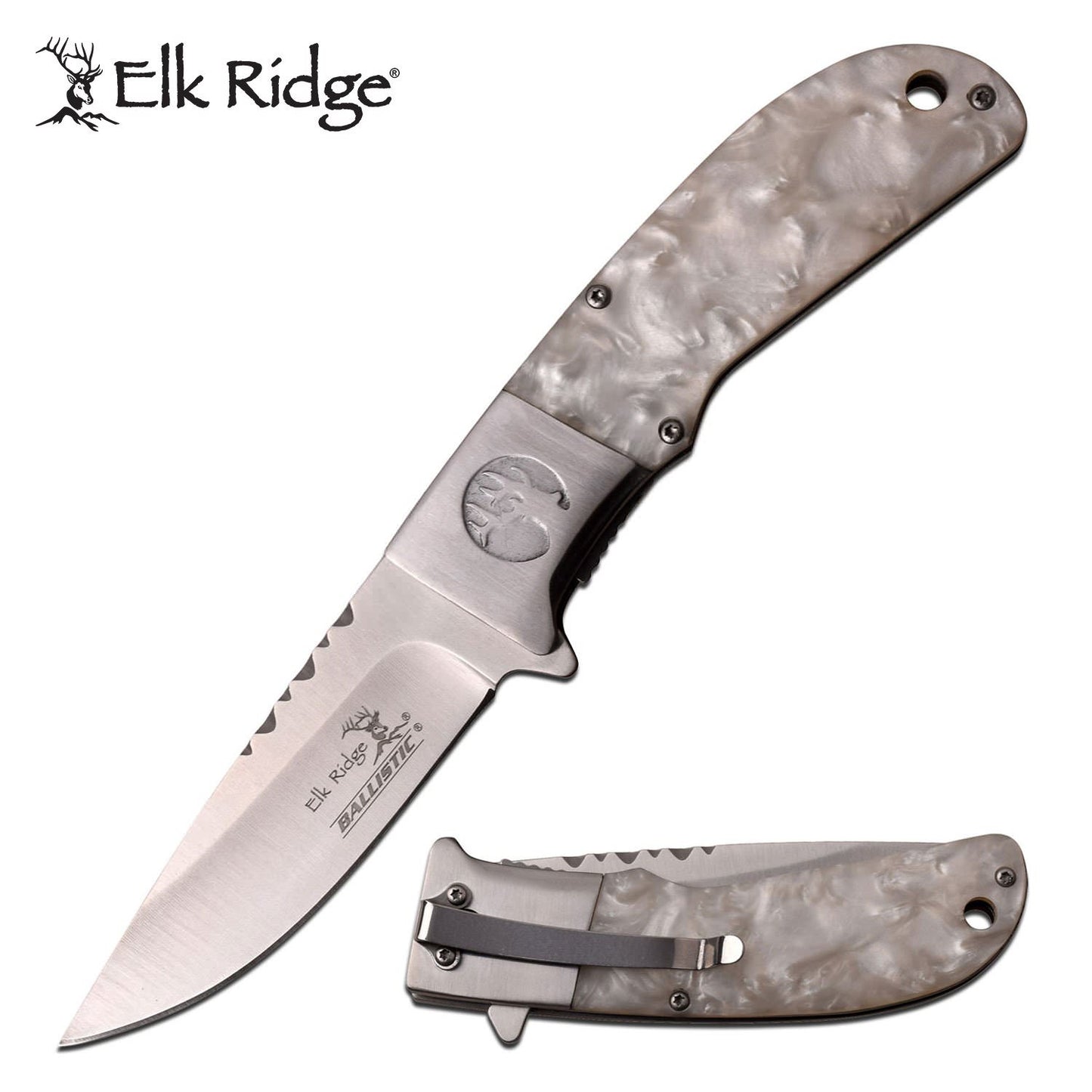 Elk Ridge Backwoods Pearlex Spring Assisted Knife