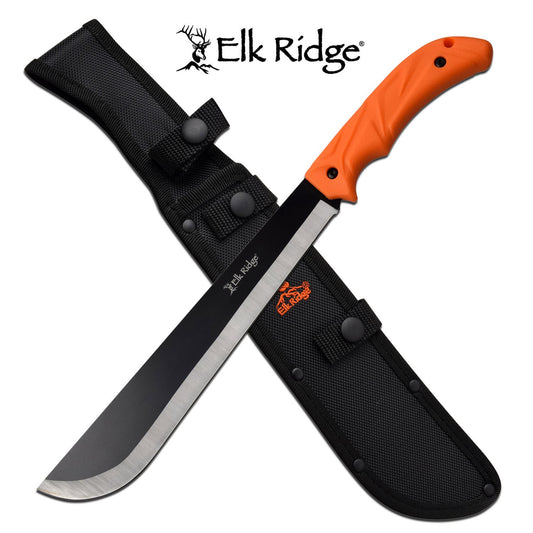 Elk Ridge Medium Sized Outdoor Camping Machete Knife Orange Handle