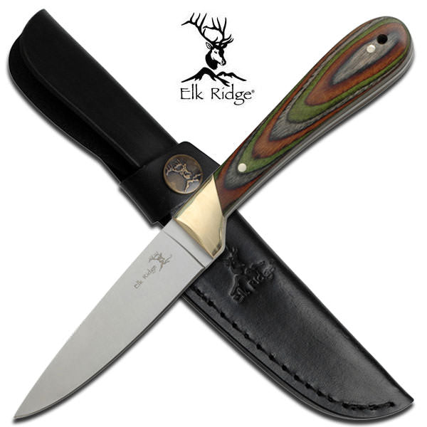 Green & Brown Pakkawood Handle Fixed Blade Hunting Knife 8" Overall - TOPHATTER'S ARMORY DEALS
