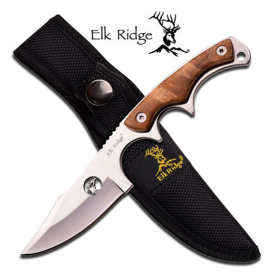 7" Burl Upswept Hunter Fixed Blade Hunting Knife