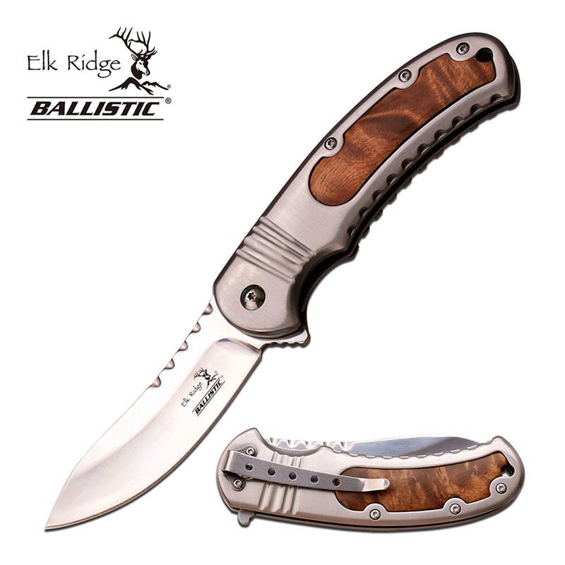 Burl Wood Insert Handle Camping Hunting Spring Assist Pocket Knife - TOPHATTER'S ARMORY DEALS