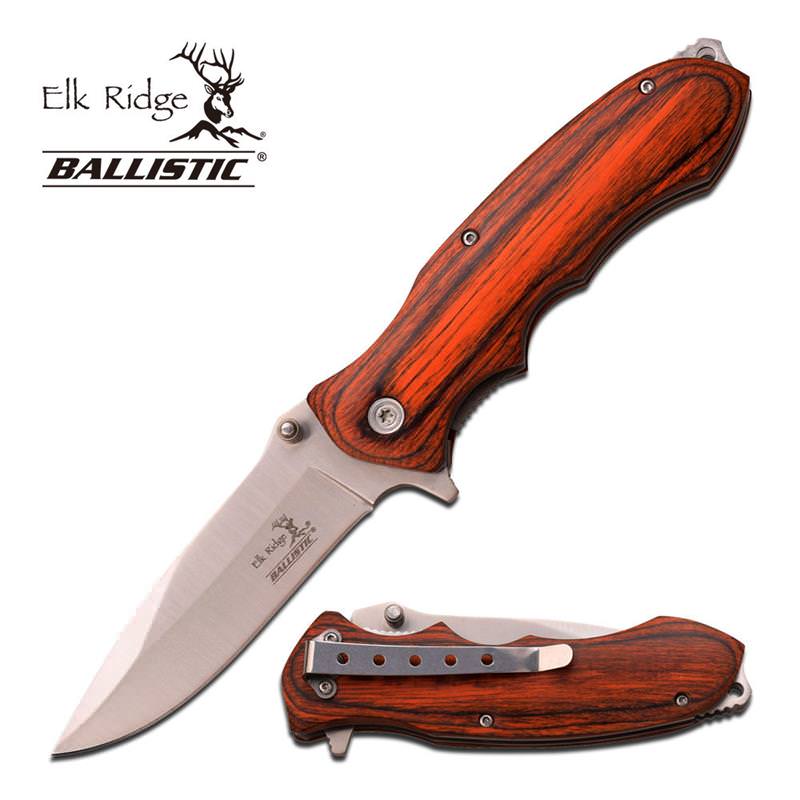 Assisted Opening Knife 3.5 Inch Satin Blade Pakka Wood Handle - TOPHATTER'S ARMORY DEALS