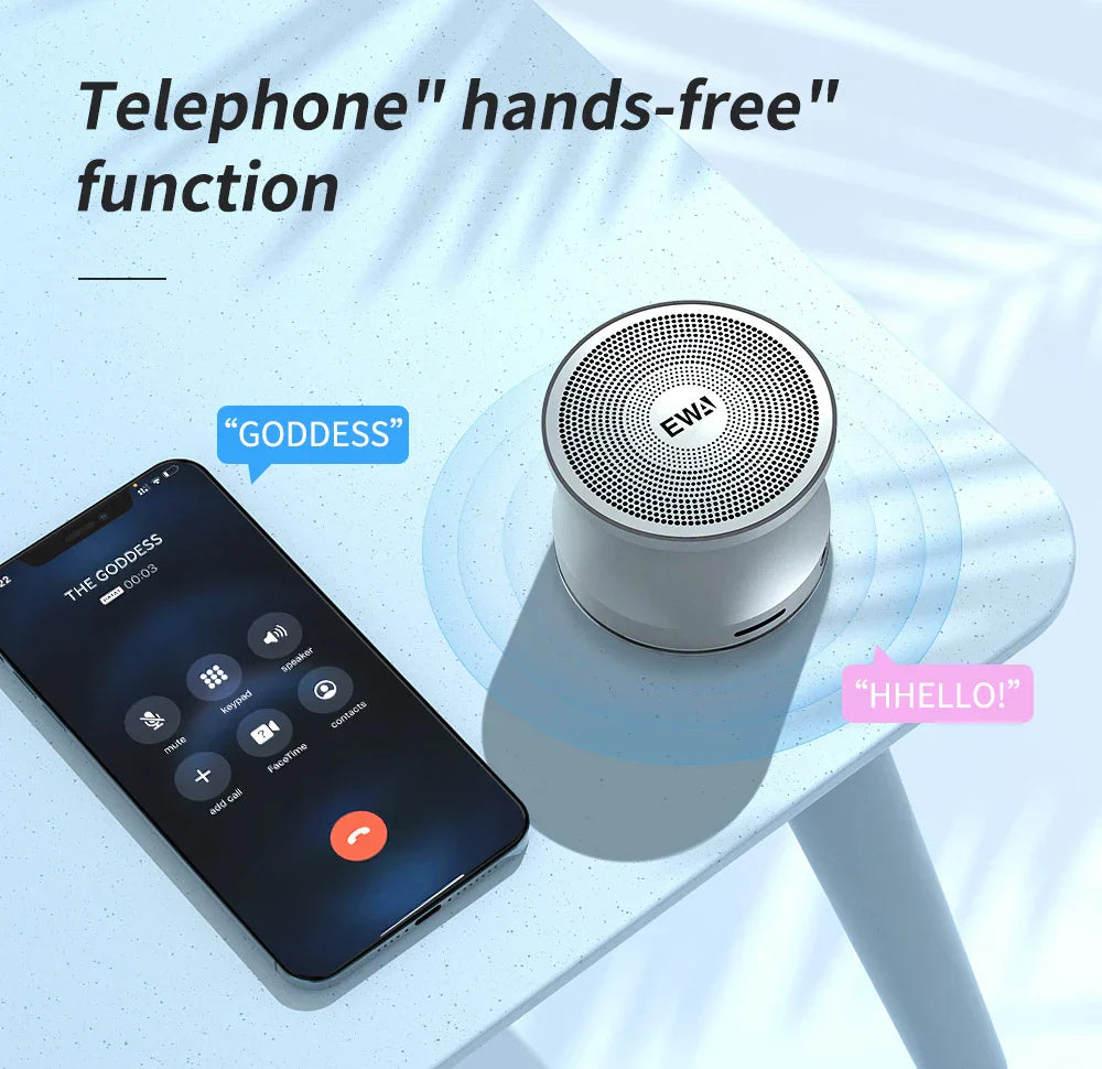 Portable Bluetooth Speaker Dual Bass Stereo Waterproof (Silver)