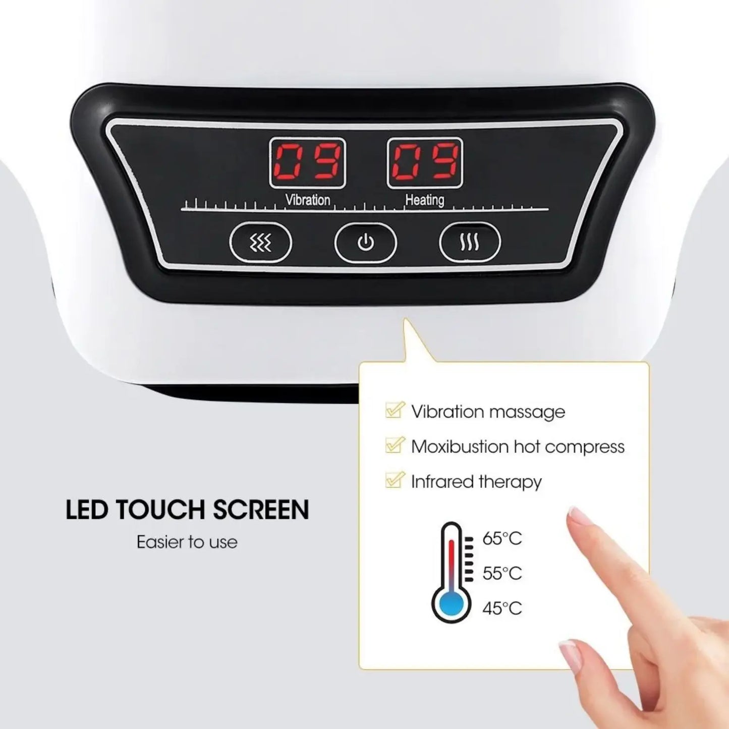 Wireless Heated Knee Massager – Electric Heating Massage Knee Pad White