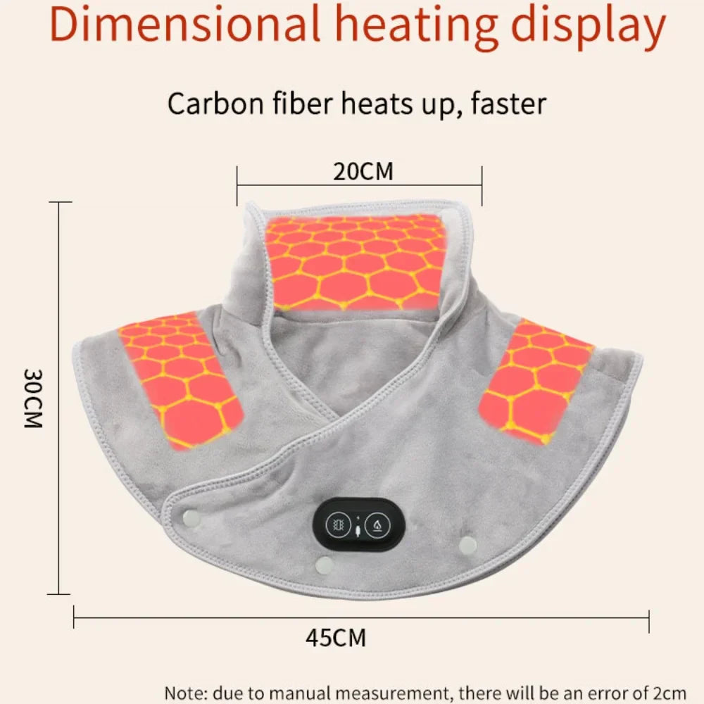 USB Electric Heating Shoulder & Neck Massager – Thermal Compress Wrap Grey