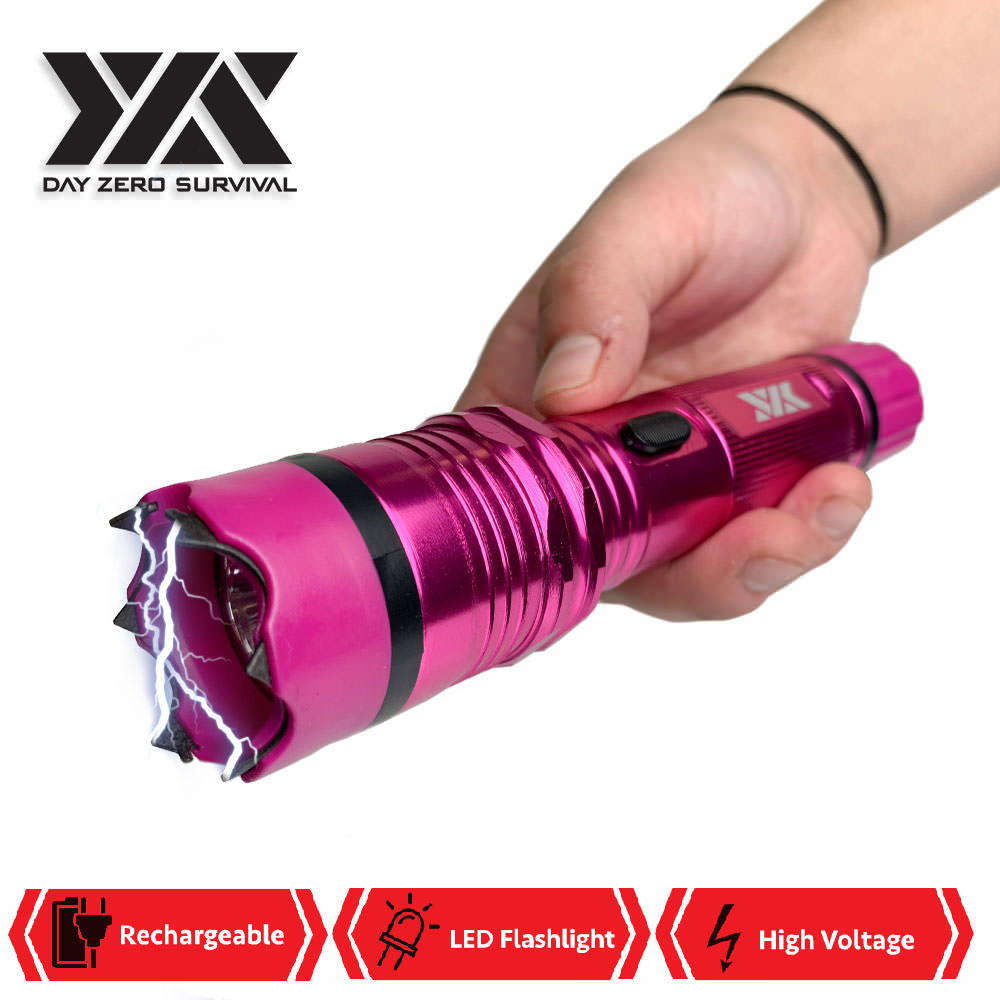 DZS Elite Force Stun Gun All Metal 10 Million Volt Rechargeable + LED Flashlight - Pink - TOPHATTER'S ARMORY DEALS