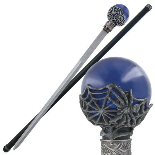 Enchanted Blue Orbweaver Magical Divine Walking Cane Sword