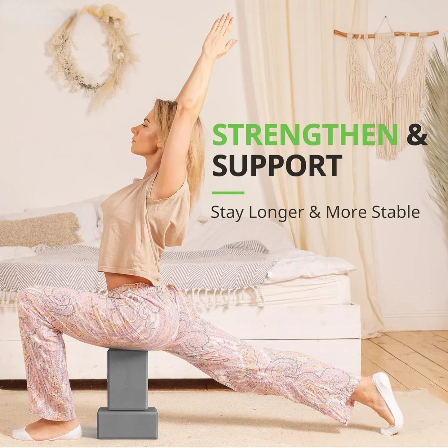 Set of 2 Premium Odor-Resistant Foam Yoga Blocks (Grey)