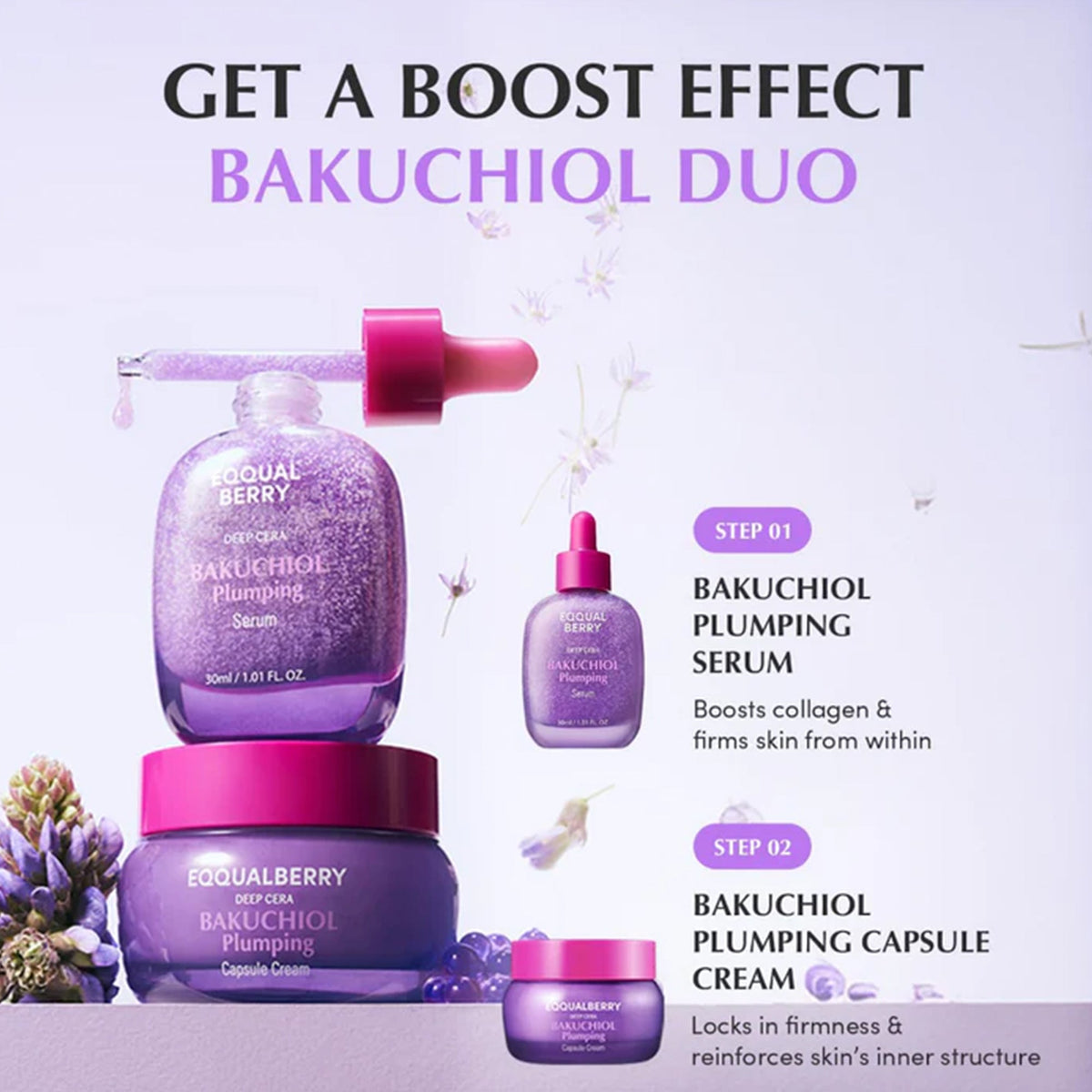 Eqqualberry Deep Cera Bakuchiol Plumping Serum 30ml Pipette Bottle