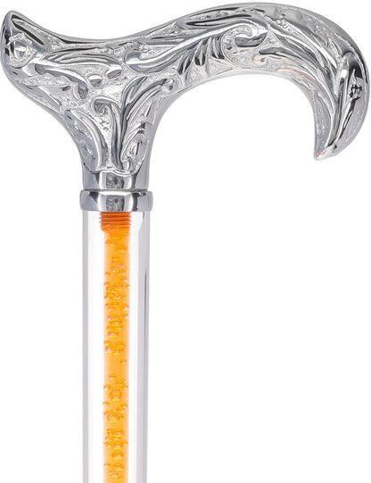 Color Crystal Elegance Chrome Derby Cane with Invisible Acrylic Shaft Options