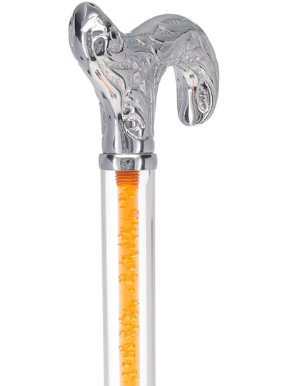 Color Crystal Elegance Chrome Derby Cane with Invisible Acrylic Shaft Options