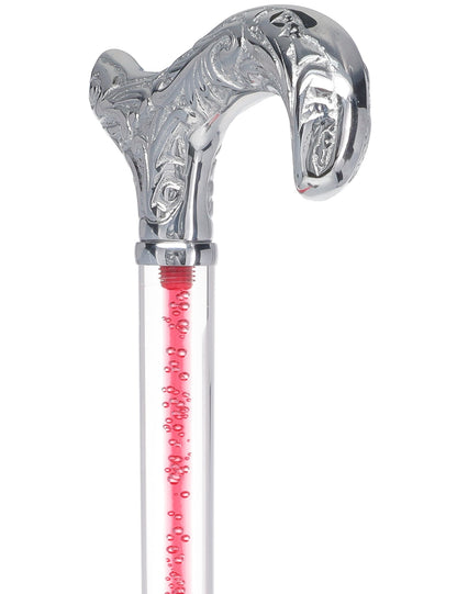 Color Crystal Elegance Chrome Derby Cane with Invisible Acrylic Shaft Options