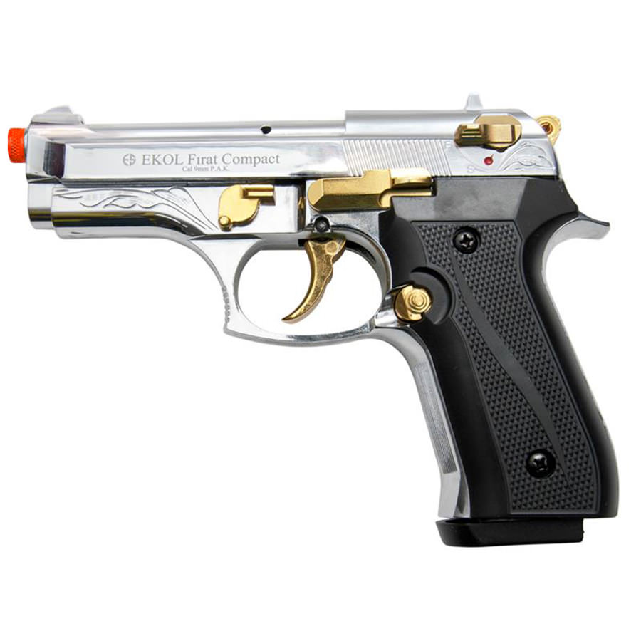 Firat Compact V92F Gold Engraved With Gold Fittings - Front Firing Blank Gun - TOPHATTER'S ARMORY DEALS