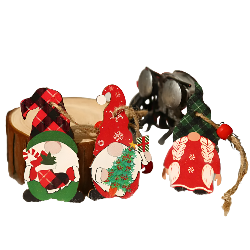 9pcs Festive Christmas Wooden Hanging Box - Decorating and Gifting